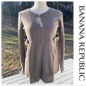 Luxury Cashmere Blend Cardigan, Heather brown, Small